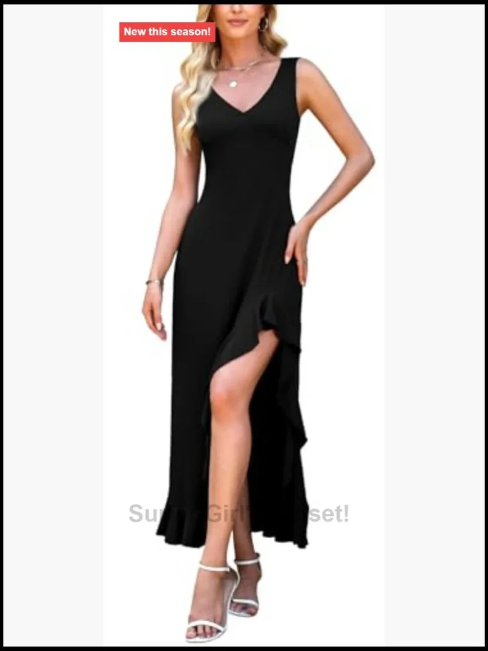 Sleeveless V-Neck Maxi Dress Bodycon High Slit Cocktail Party Long Dress